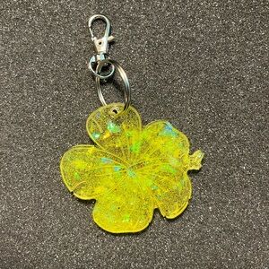 Resin yellow flower keychain $10